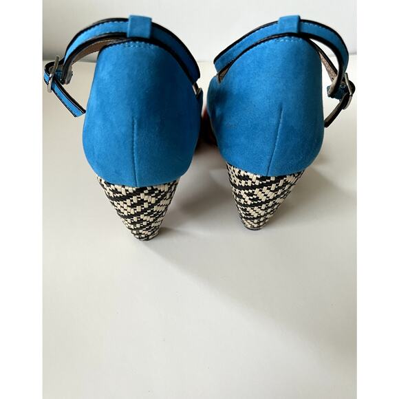 Chelsea Crew Nelly Colorblock Peep toe woven cone heels Size EU 39 - Picture 3 of 8